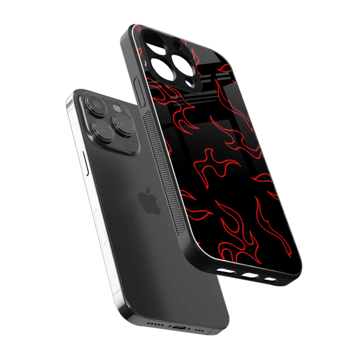 Lil Flames Red sleek iphone 15 pro max cover with tempered glass back and TPU edges