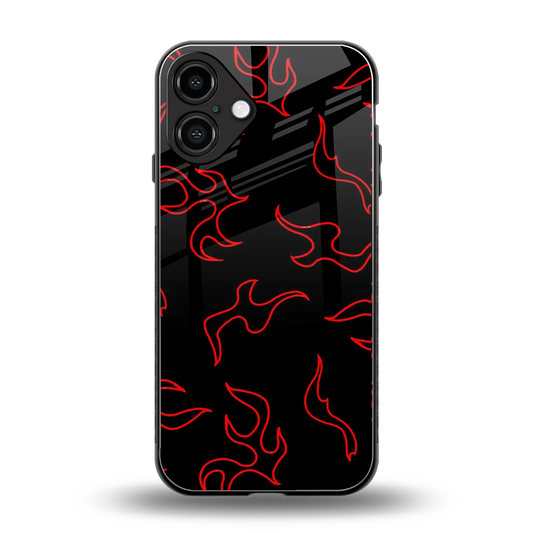 Lil Flames Red back phone cover | glass case for iphone 16 plus