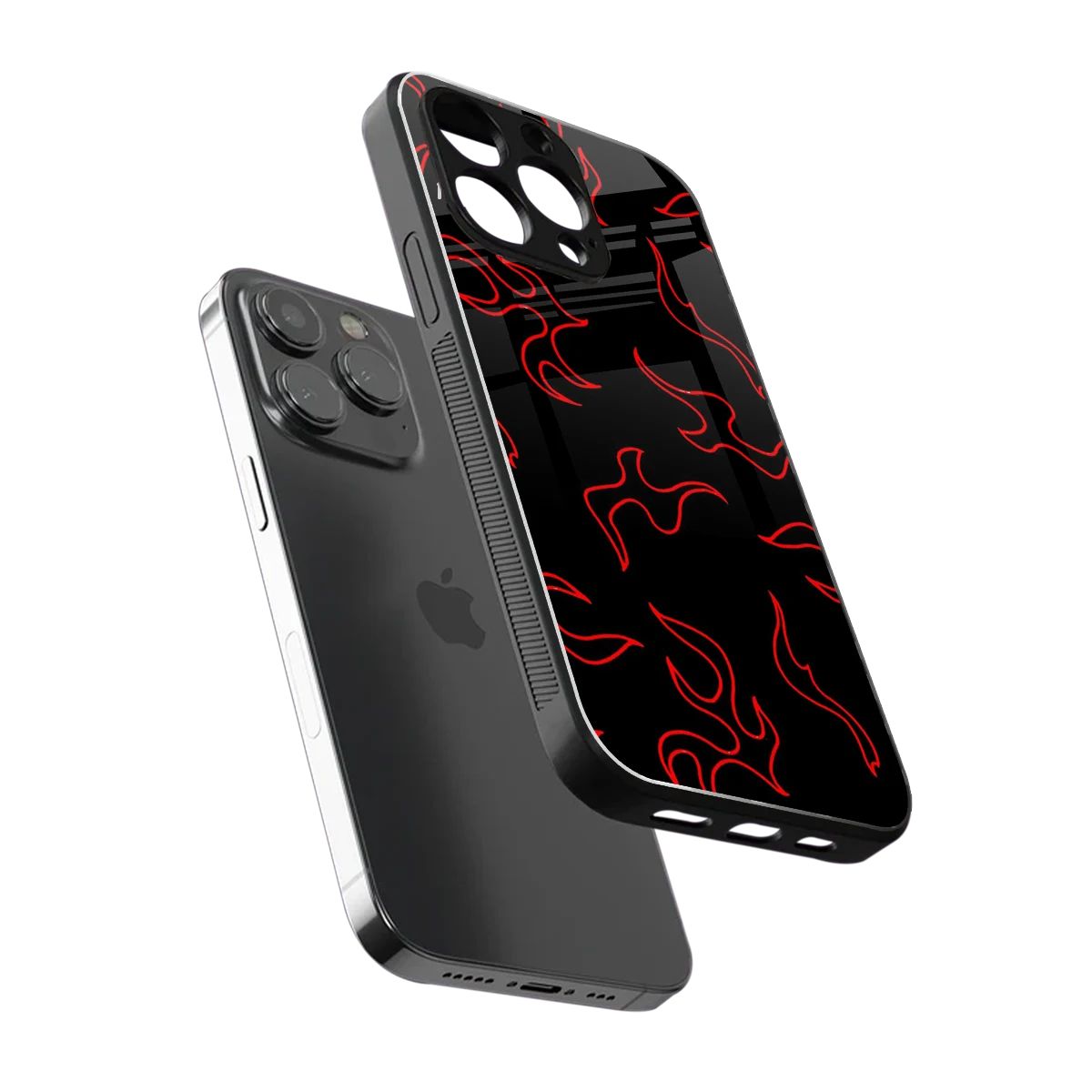 Lil Flames Red sleek iphone 16 pro max cover with tempered glass back and TPU edges