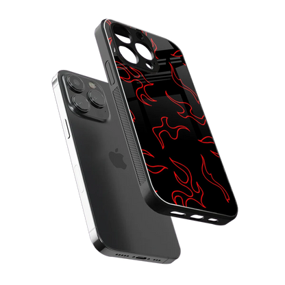 Lil Flames Red sleek iphone 16 pro max cover with tempered glass back and TPU edges