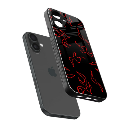 Lil Flames Red sleek iPhone 16 cover with tempered glass back and TPU edges