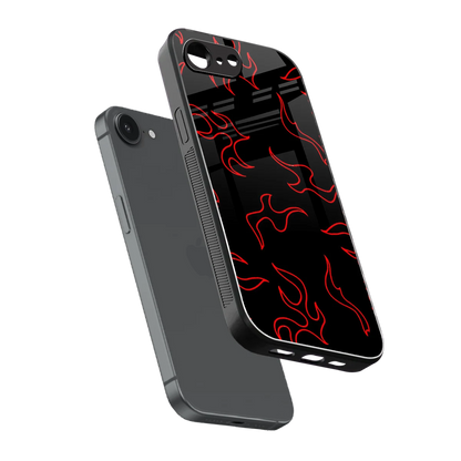 Lil Flames Red sleek iphone 16e cover with tempered glass back and TPU edges