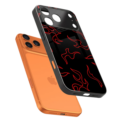 Lil Flames Red sleek iphone 17 pro cover with tempered glass back and TPU edges
