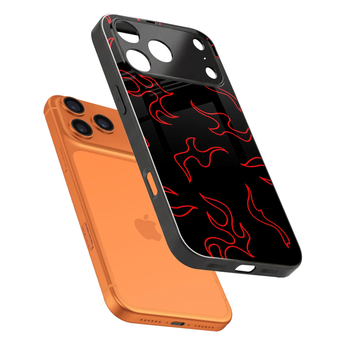 Lil Flames Red sleek iphone 17 pro max cover with tempered glass back and TPU edges