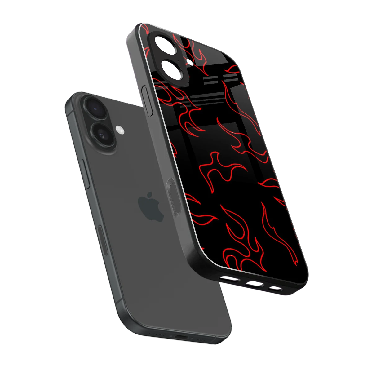 Lil Flames Red sleek iphone 17 cover with tempered glass back and TPU edges
