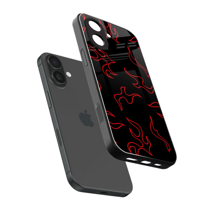 Lil Flames Red sleek iphone 17 cover with tempered glass back and TPU edges