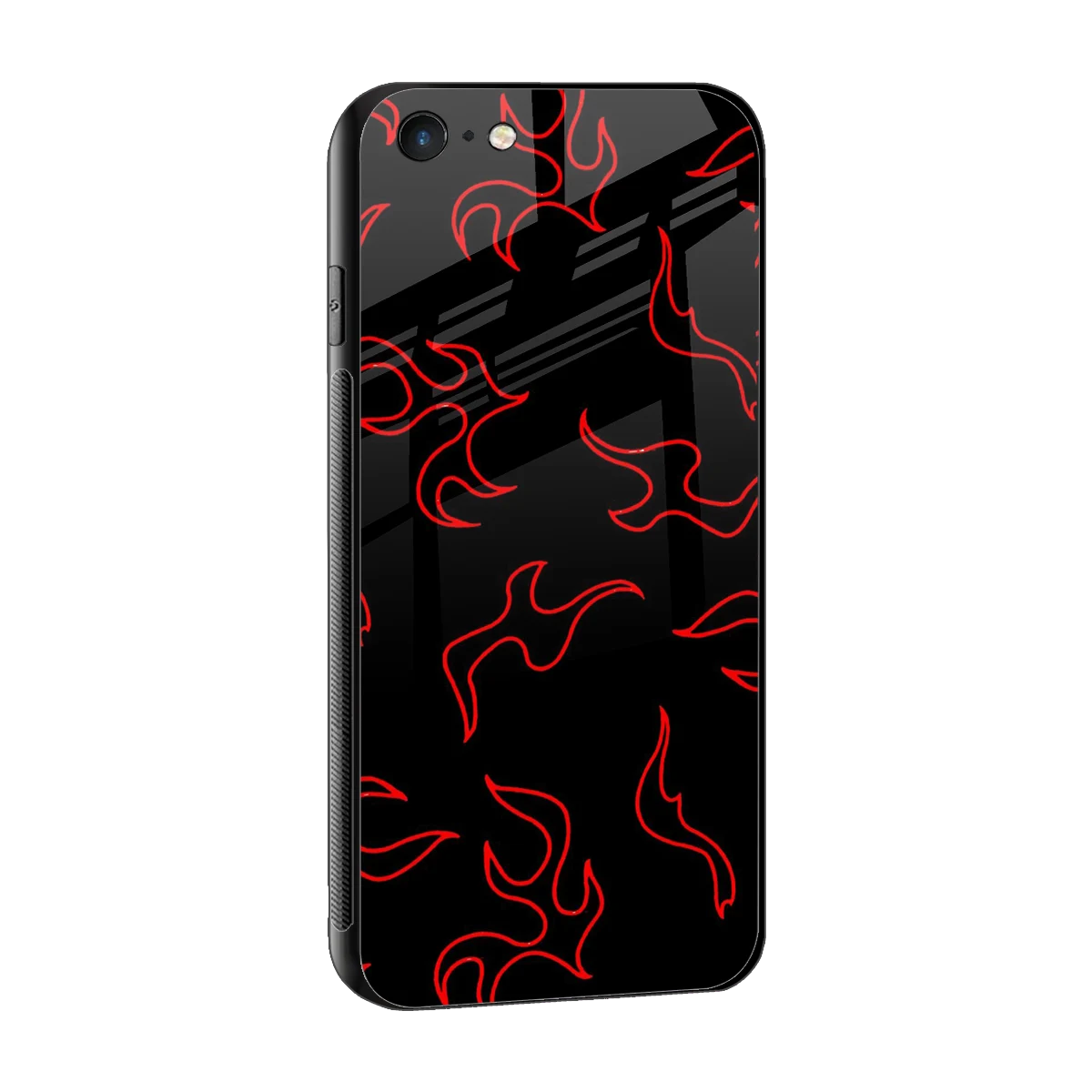 Lil Flames Red sleek iphone 6s plus cover with tempered glass back and TPU edges
