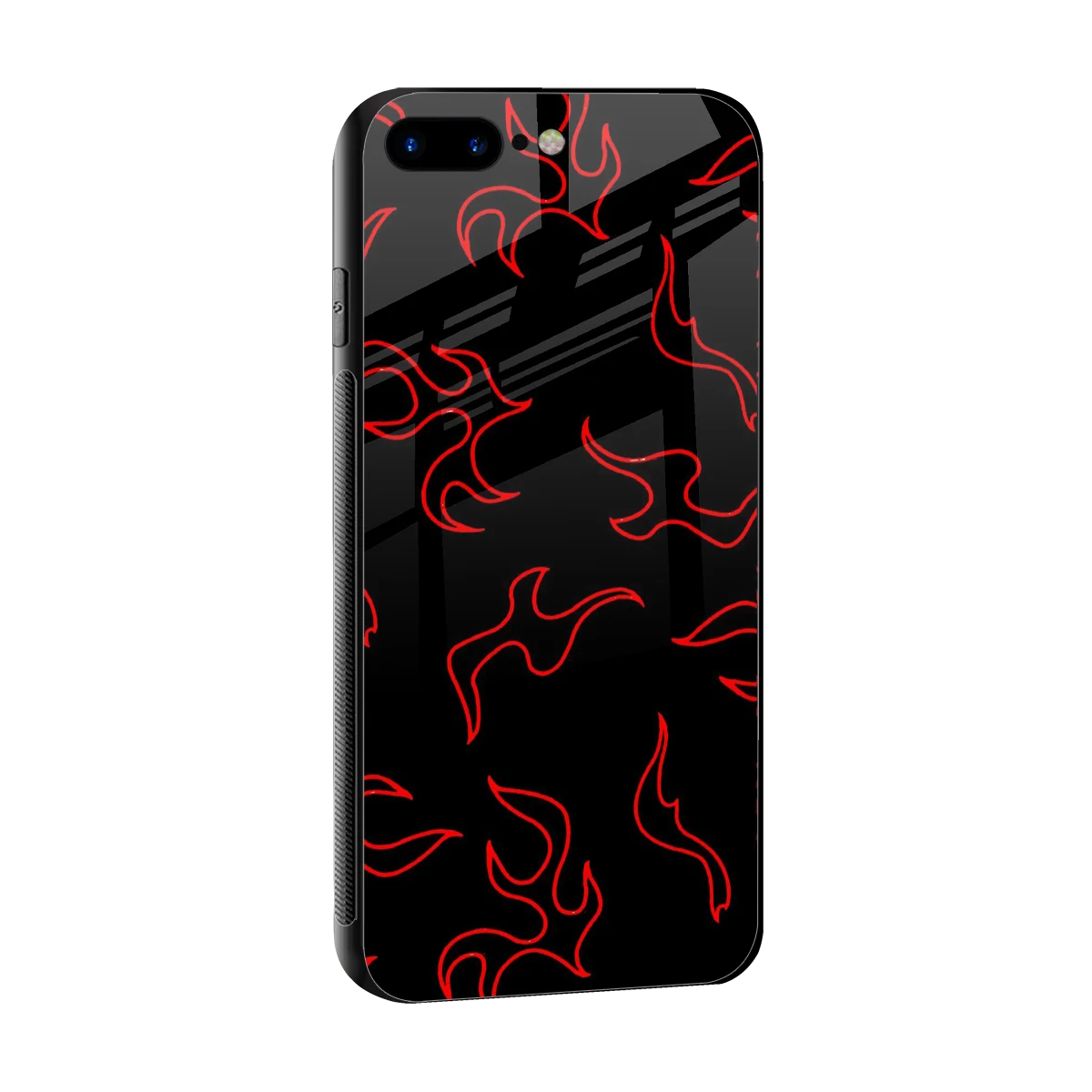 Lil Flames Red sleek iphone 8 plus cover with tempered glass back and TPU edges