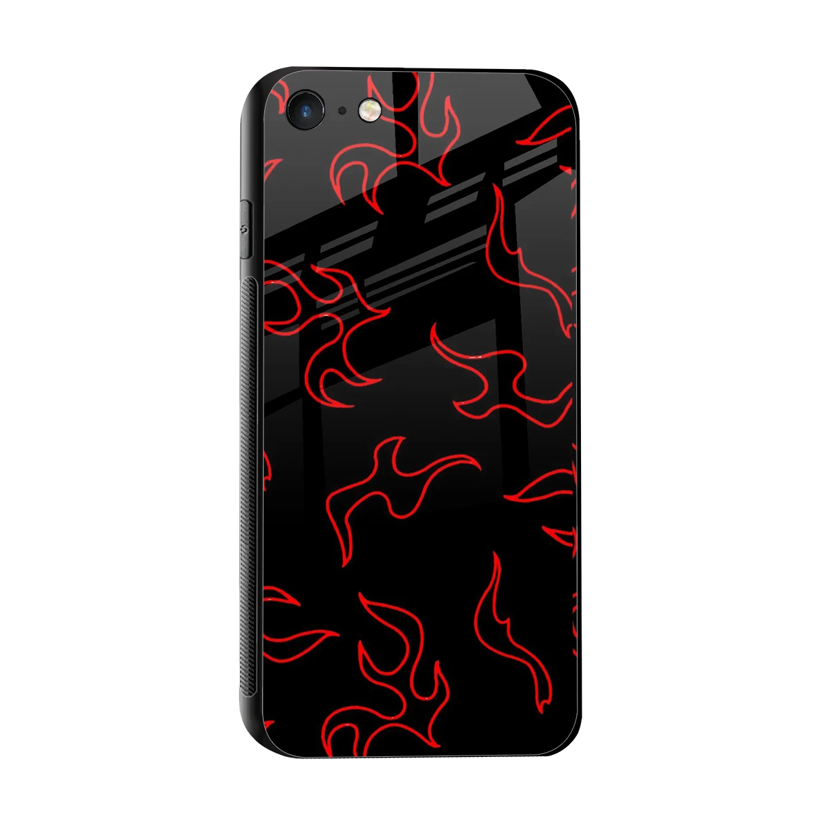 Lil Flames Red sleek iphone 7 cover with tempered glass back and TPU edges