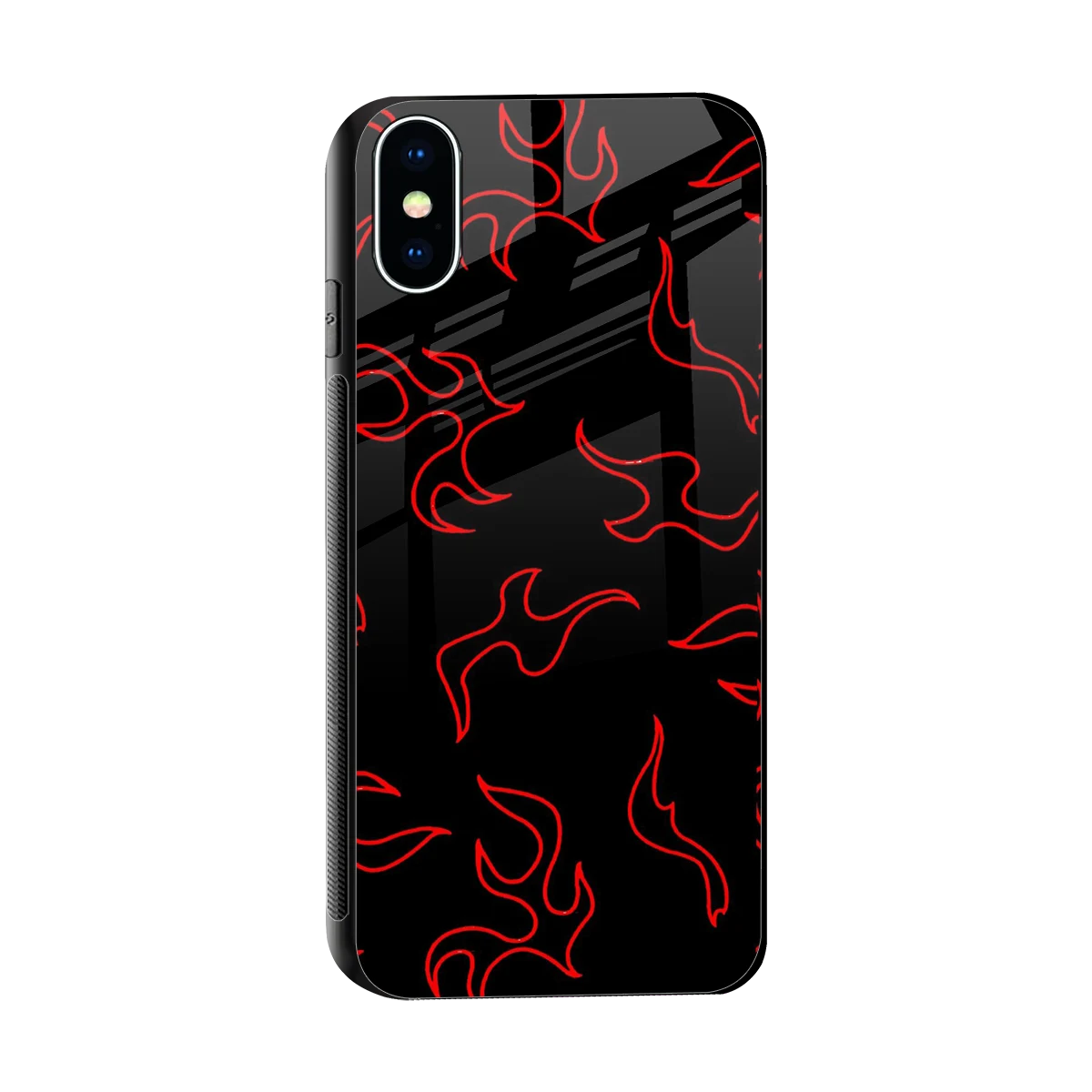 Lil Flames Red sleek iphone x cover with tempered glass back and TPU edges