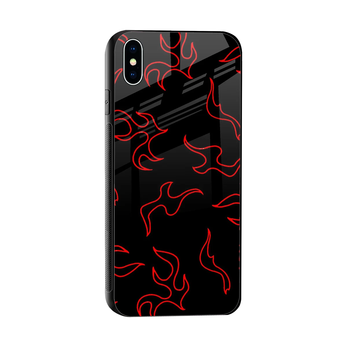 Lil Flames Red sleek iphone xs max cover with tempered glass back and TPU edges