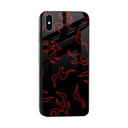 Lil Flames Red sleek iphone xs max cover with tempered glass back and TPU edges