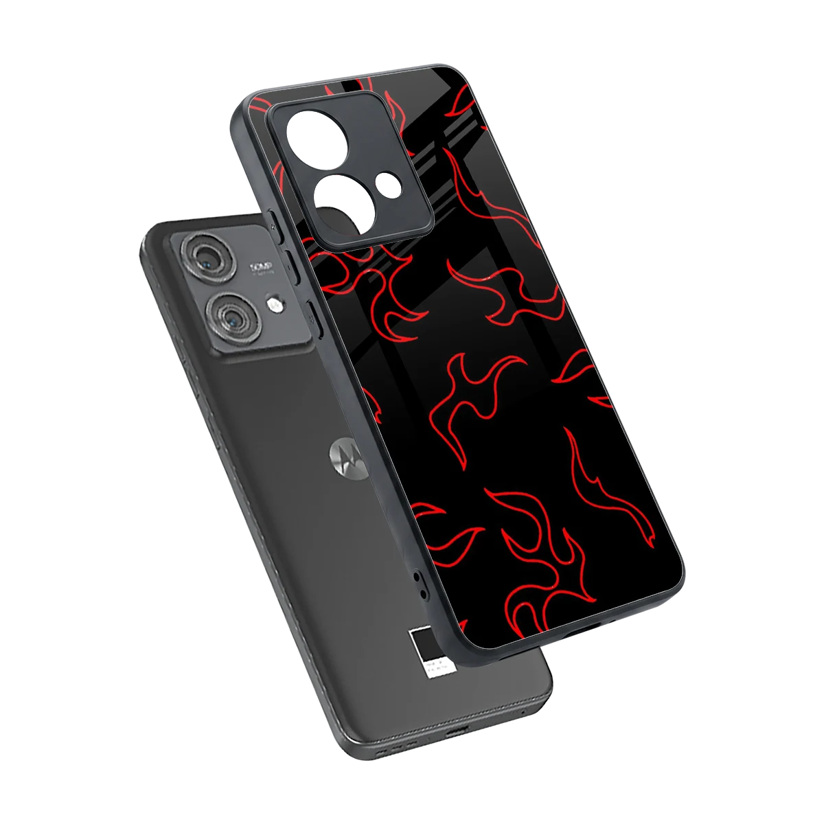 Lil Flames Red sleek motorola edge 40 neo 5g cover with tempered glass back and TPU edges
