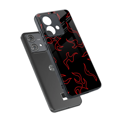 Lil Flames Red sleek motorola edge 40 neo 5g cover with tempered glass back and TPU edges
