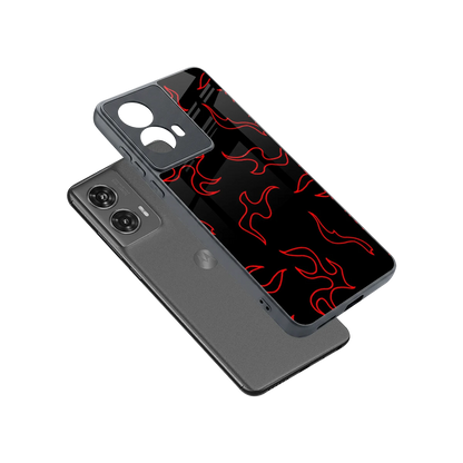 Lil Flames Red sleek motorola edge 50 fusion cover with tempered glass back and TPU edges
