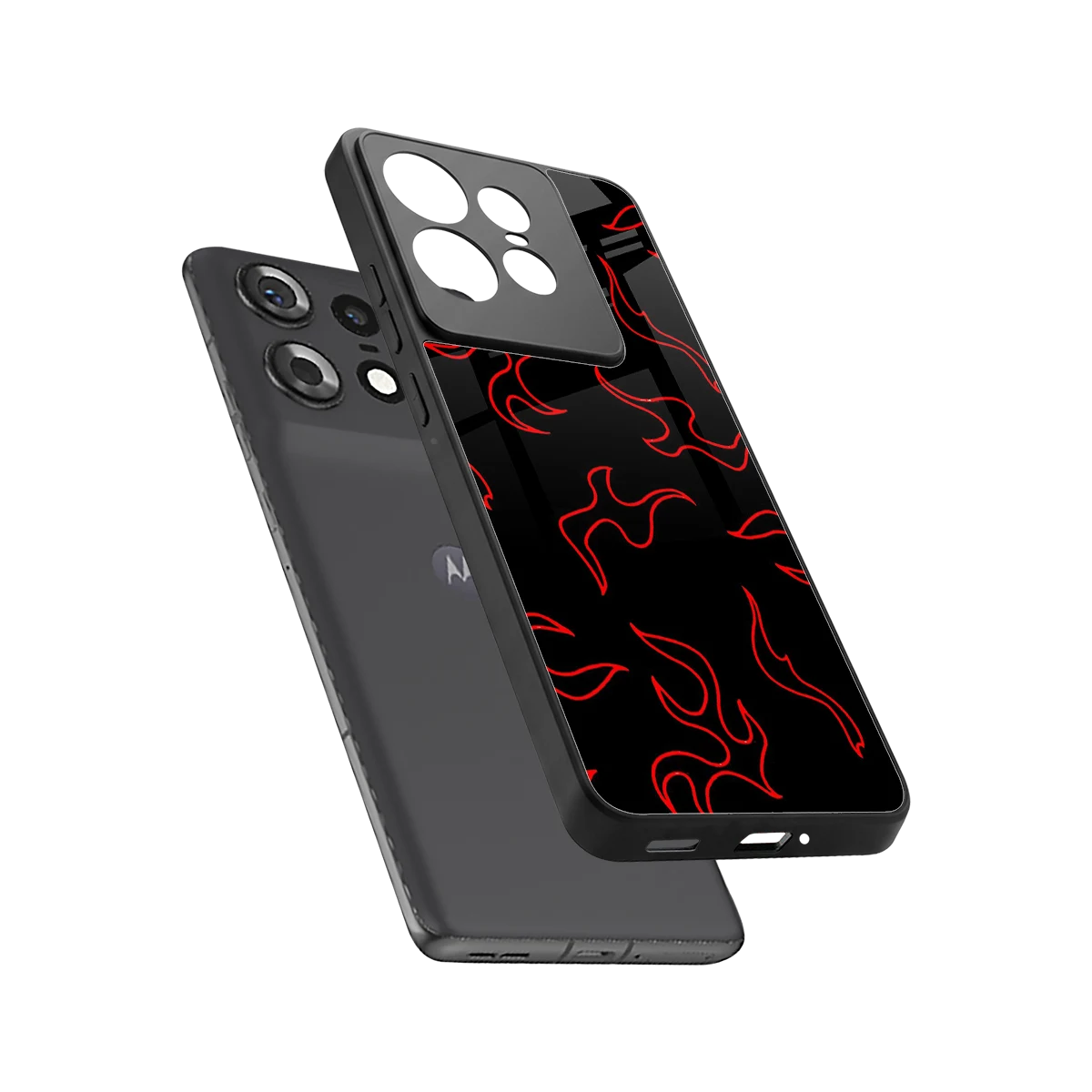 Lil Flames Red sleek motorola edge 50 pro cover with tempered glass back and TPU edges