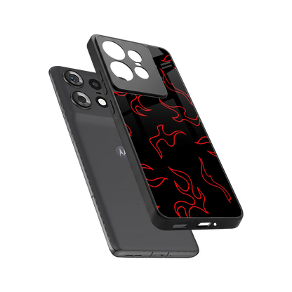 Lil Flames Red sleek motorola edge 50 pro cover with tempered glass back and TPU edges