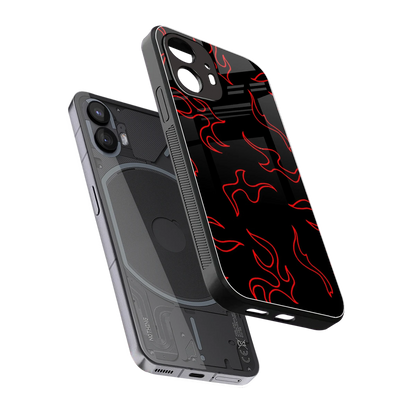 Lil Flames Red sleek nothing phone 2 cover with tempered glass back and TPU edges