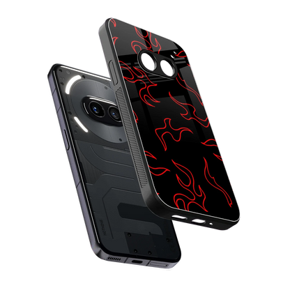 Lil Flames Red sleek nothing phone 2a cover with tempered glass back and TPU edges