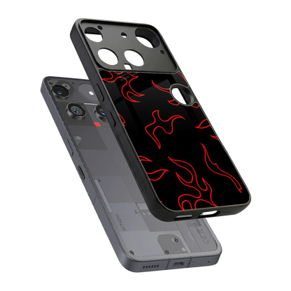 Lil Flames Red sleek nothing phone 3 cover with tempered glass back and TPU edges