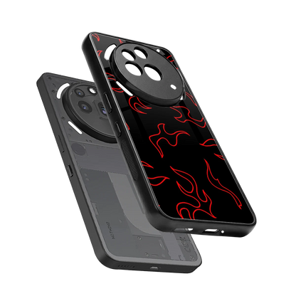 Lil Flames Red sleek nothing phone 3a pro cover with tempered glass back and TPU edges
