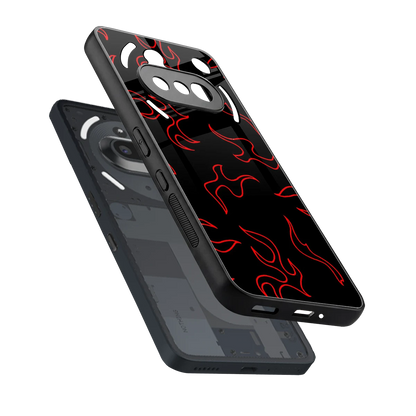 Lil Flames Red sleek nothing phone 3a cover with tempered glass back and TPU edges