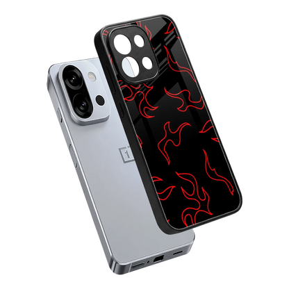 Lil Flames Red sleek oneplus 13s cover with tempered glass back and TPU edges