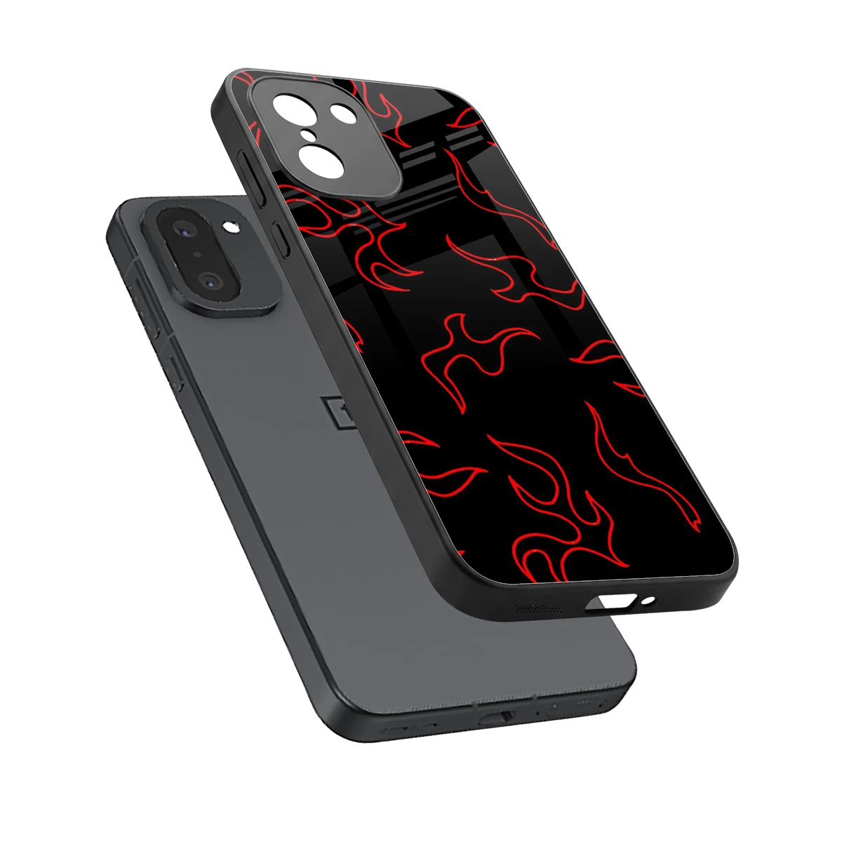 Lil Flames Red sleek oneplus 15r cover with tempered glass back and TPU edges