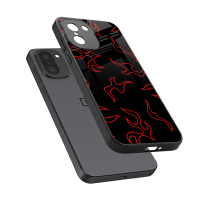 Lil Flames Red sleek oneplus 15r cover with tempered glass back and TPU edges
