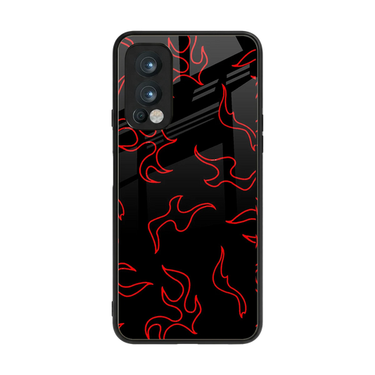 Lil Flames Red back phone cover | glass case for oneplus nord 2