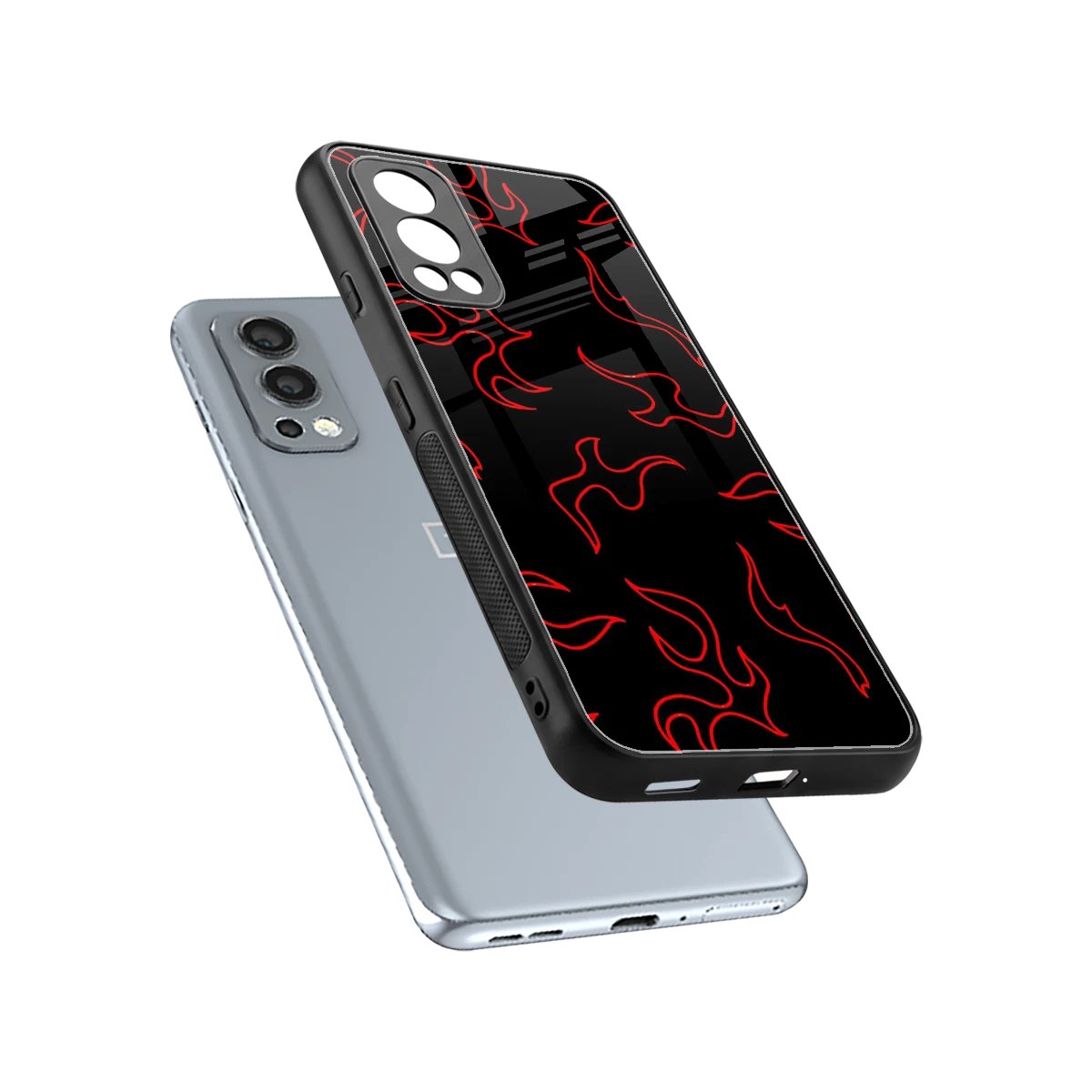 Lil Flames Red sleek oneplus nord 2 cover with tempered glass back and TPU edges