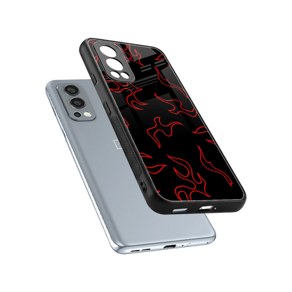 Lil Flames Red sleek oneplus nord 2 cover with tempered glass back and TPU edges