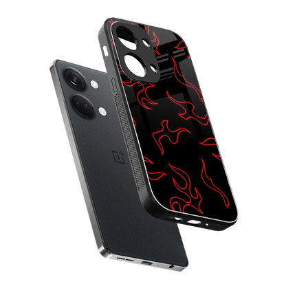 Lil Flames Red sleek oneplus nord 3 cover with tempered glass back and TPU edges