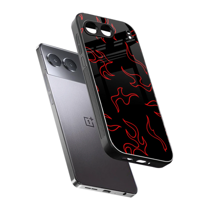 Lil Flames Red sleek oneplus nord 4 cover with tempered glass back and TPU edges