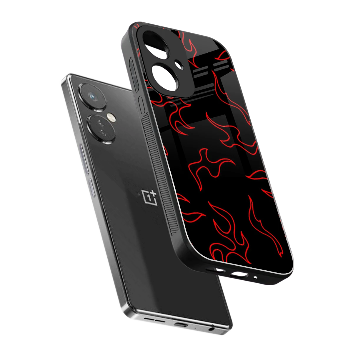 Lil Flames Red sleek oneplus nord ce 3 cover with tempered glass back and TPU edges