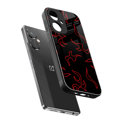 Lil Flames Red sleek oneplus nord ce 3 cover with tempered glass back and TPU edges