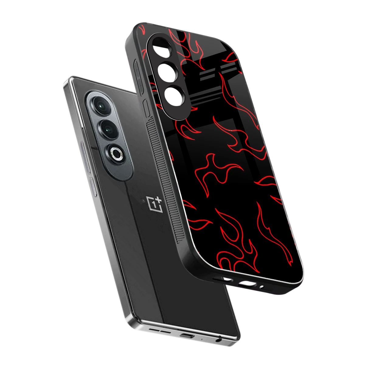 Lil Flames Red sleek oneplus nord ce 4 cover with tempered glass back and TPU edges