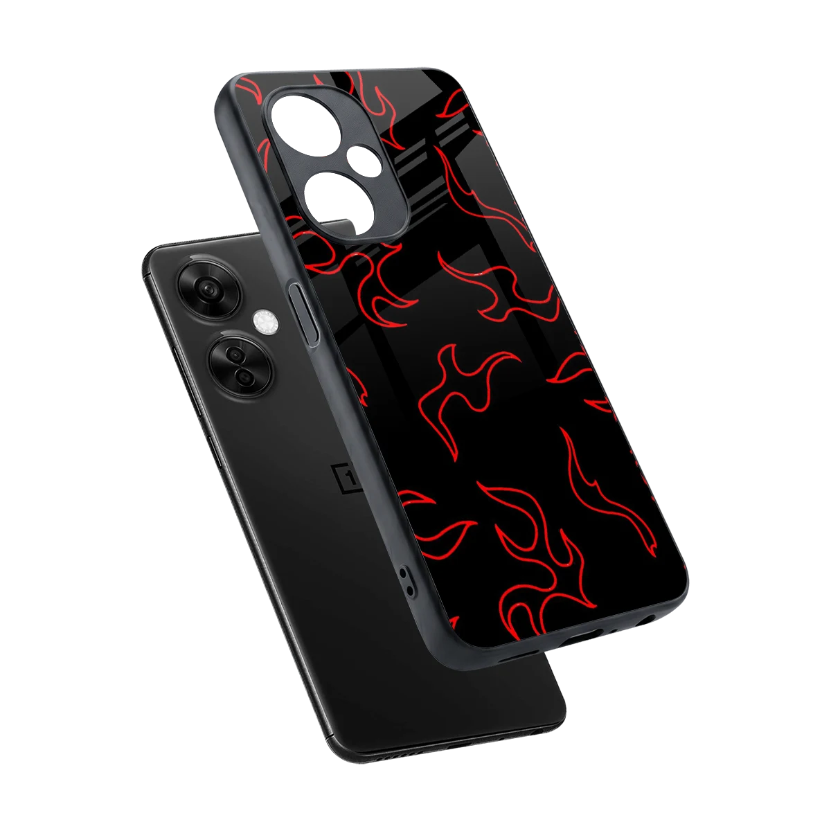 Lil Flames Red sleek oneplus nord ce 3 lite cover with tempered glass back and TPU edges