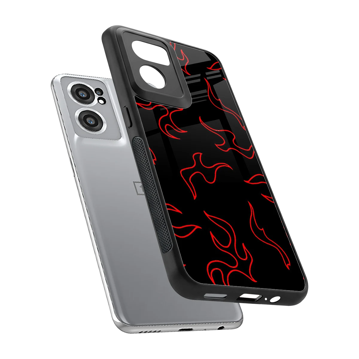 Lil Flames Red sleek oneplus nord ce 2 cover with tempered glass back and TPU edges