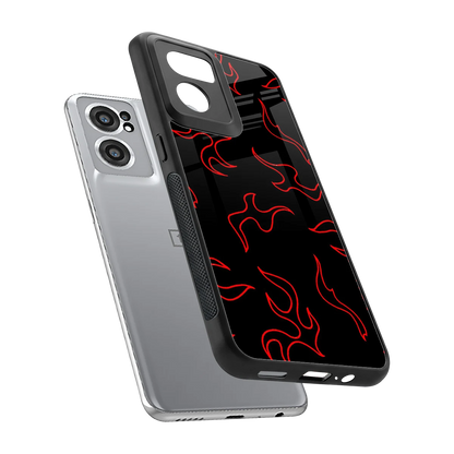 Lil Flames Red sleek oneplus nord ce 2 cover with tempered glass back and TPU edges