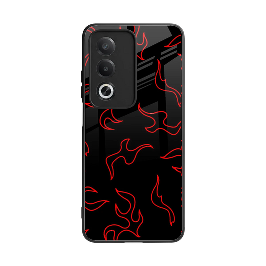 Lil Flames Red back phone cover | glass case for oppo a3 pro