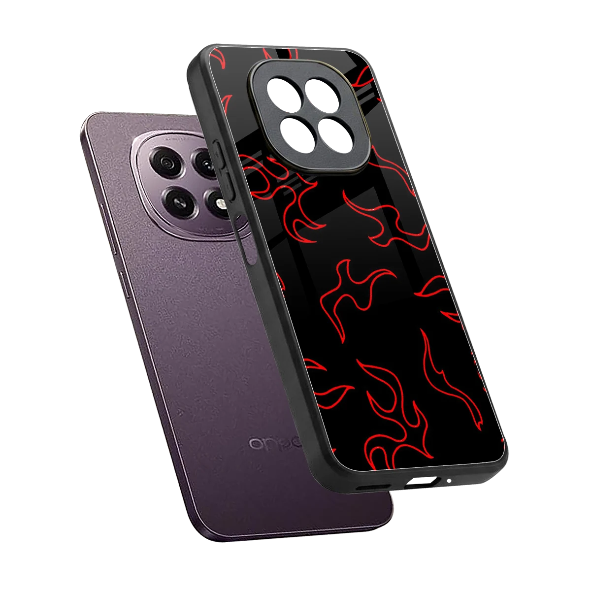 Lil Flames Red sleek oppo f29 5g cover with tempered glass back and TPU edges