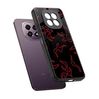 Lil Flames Red sleek oppo f29 5g cover with tempered glass back and TPU edges