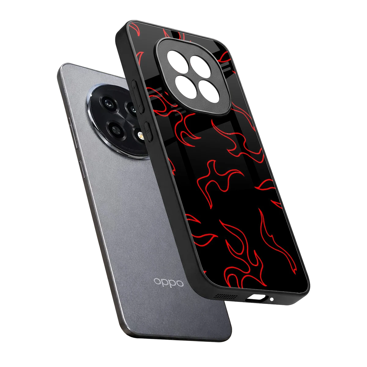 Lil Flames Red sleek oppo f29 pro 5g cover with tempered glass back and TPU edges