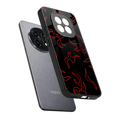 Lil Flames Red sleek oppo f29 pro 5g cover with tempered glass back and TPU edges