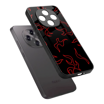 Lil Flames Red sleek oppo f31 pro 5g cover with tempered glass back and TPU edges