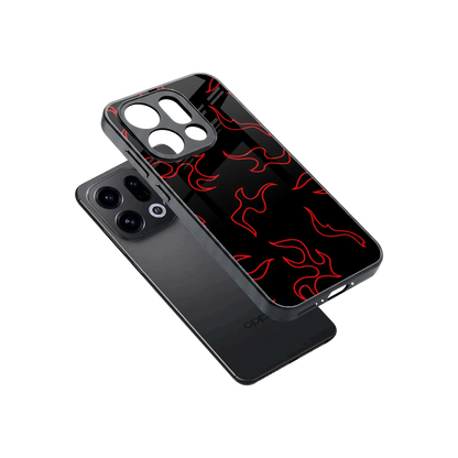 Lil Flames Red sleek oppo find x9 cover with tempered glass back and TPU edges