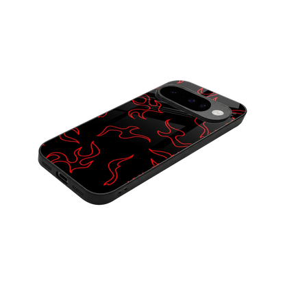 Lil Flames Red stylish phone case for google pixel 10 | glossy glass and slim fit