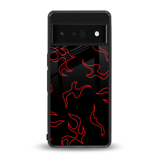 Lil Flames Red back phone cover | glass case for google pixel 6 pro