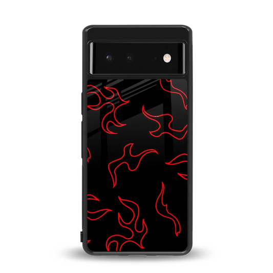 Lil Flames Red back phone cover | glass case for google pixel 6a